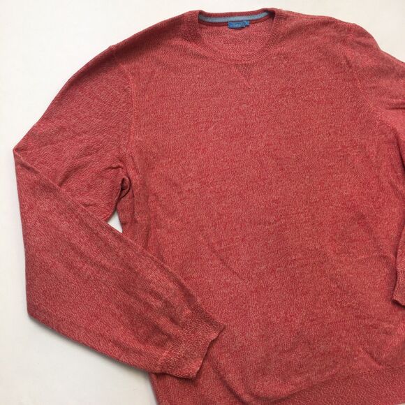 J McLAUGHLIN Sweater Men's L Candy Cane Red Crew Neck Pullover Speckled Cotton - Picture 3 of 16